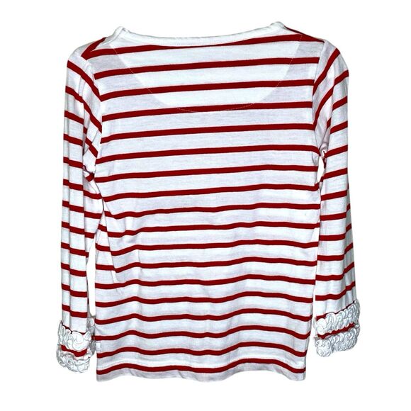 Ruffle Butts Red White Striped Ruffle Sleeve Long Sleeve Shirt Holiday Size 4T - Picture 2 of 8